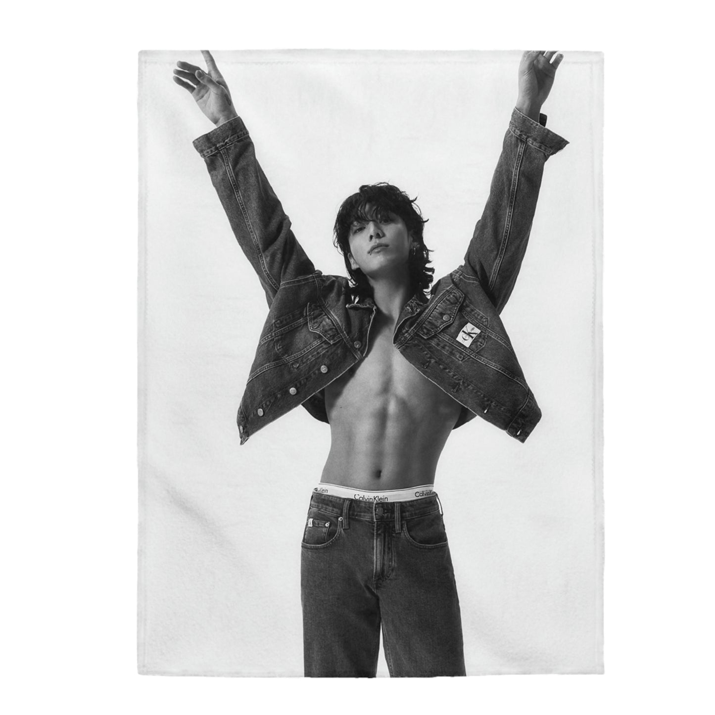 Jungkook Abs Photo Blanket | JK CK Jeans Velveteen Blanket 005