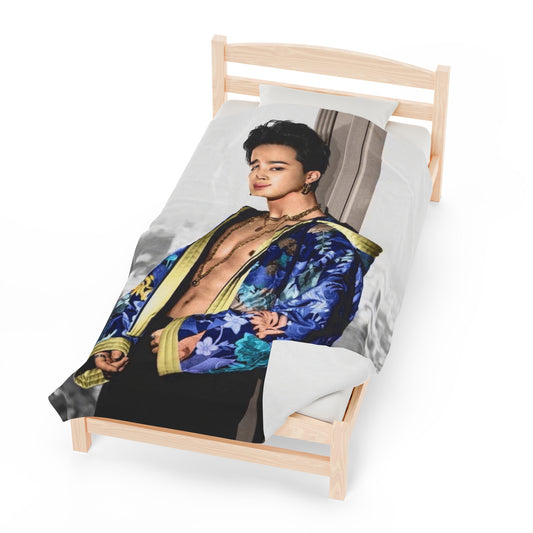 Jimin Abs Photo Blanket, Baby Mochi Velveteen Blanket, Gift for Army and K-Pop Fans #2238