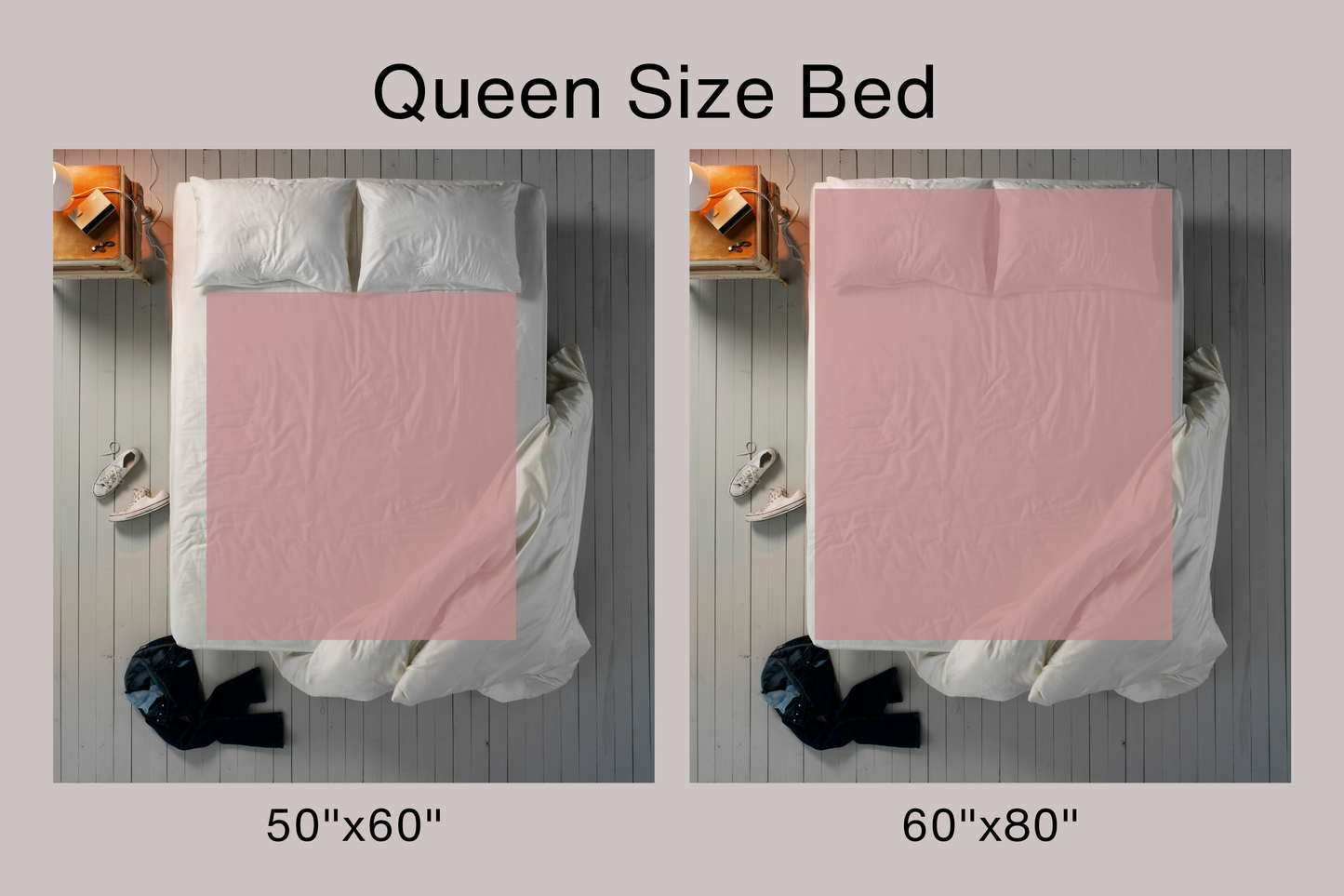 soft blanket size chart, 50x60 and 60x80 velveteen blanket
