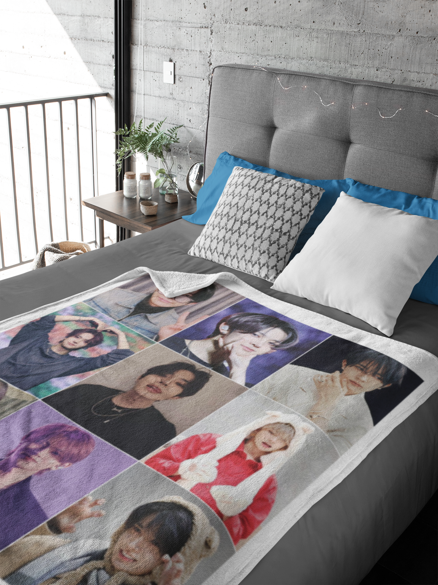 heeseung photo collage velveteen blanket