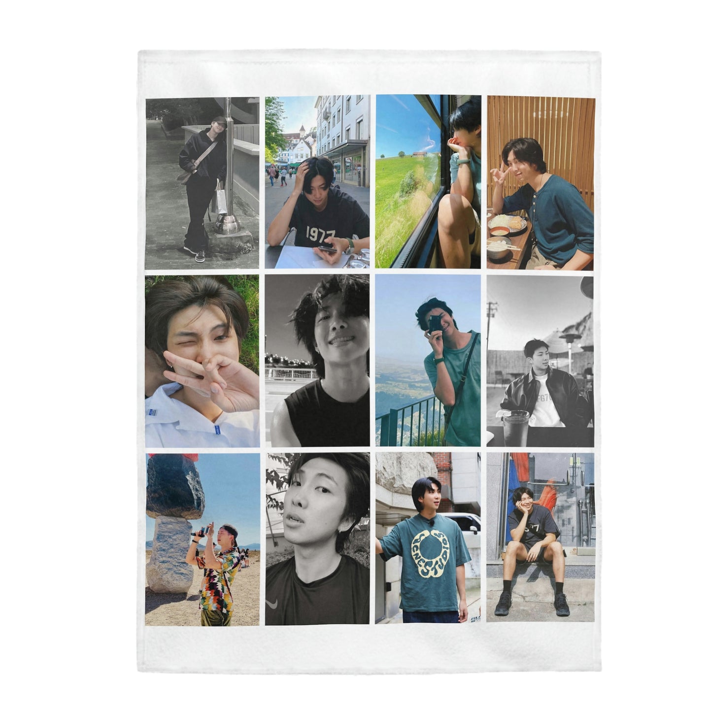 Namjoon Photo Collage Throw Blanket | RM Boyfriend Velveteen Plush Blanket 010