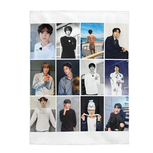 Jin Photo Collage Enlistment Comfort Blanket | Kim Seokjin Collage Velveteen Blanket 016
